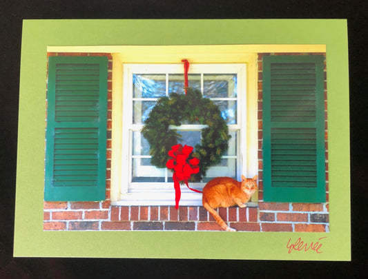 Christmas Wreath and Orange Cat